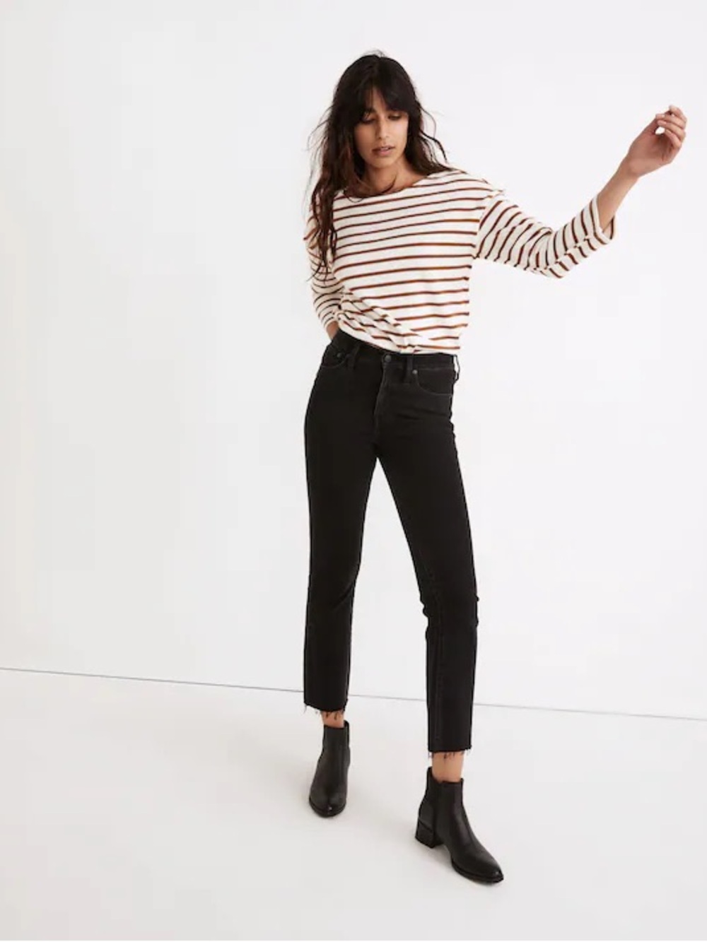 Madewell Cali Demi-Boot Black Flare Jeans with Raw Hem